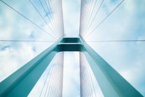 cable-stayed bridge closeup blue cable stayed bridge closeup, upward view